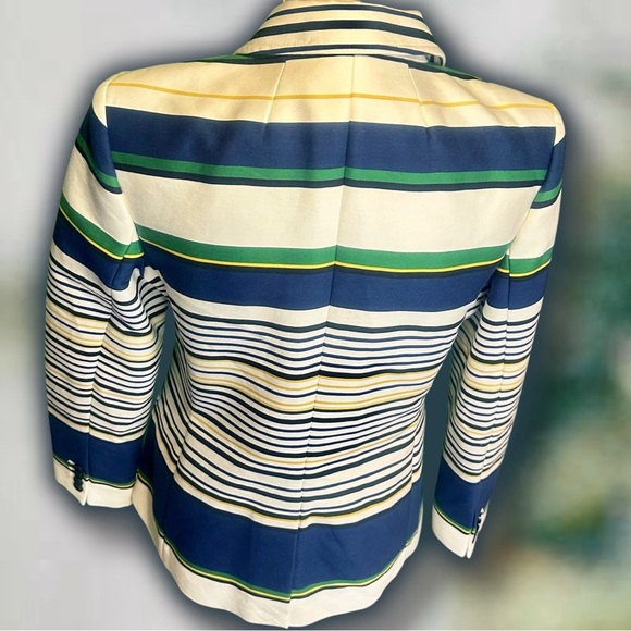 NWOT Tommy Hilfiger ‘3-Pocket’ Ivory & Navy Striped Button Front Blazer Size 8 - Picture 9 of 16